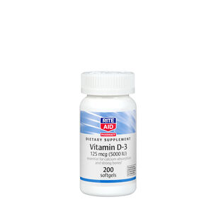 Vitamin D-3 125 mcg &#40;5000 IU&#41; - 200 Softgels &#40;200 Servings&#41;  | GNC